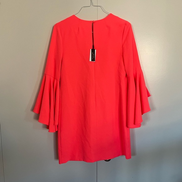 MILLY Neon Hot Pink Long Bell Sleeve Nicole Dress Size 10 - Picture 2 of 6